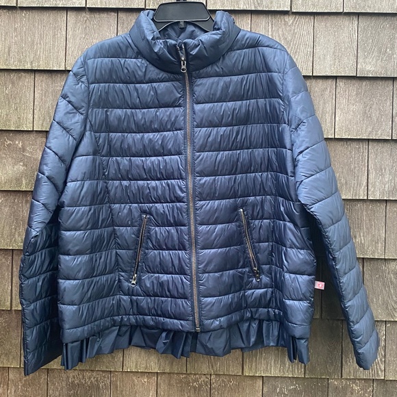 Lane Bryant Navy Packable Puffer Ruffle Hem Jacket Sz 18/20 NWT - Picture 1 of 4